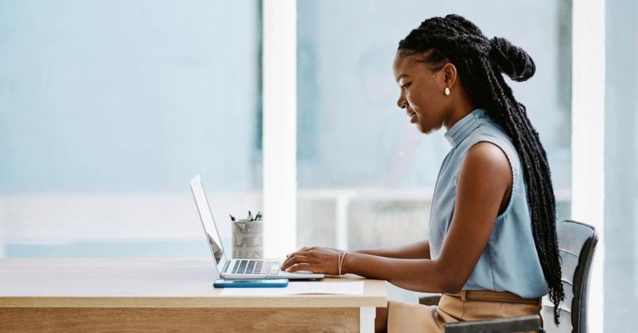 Woman working;