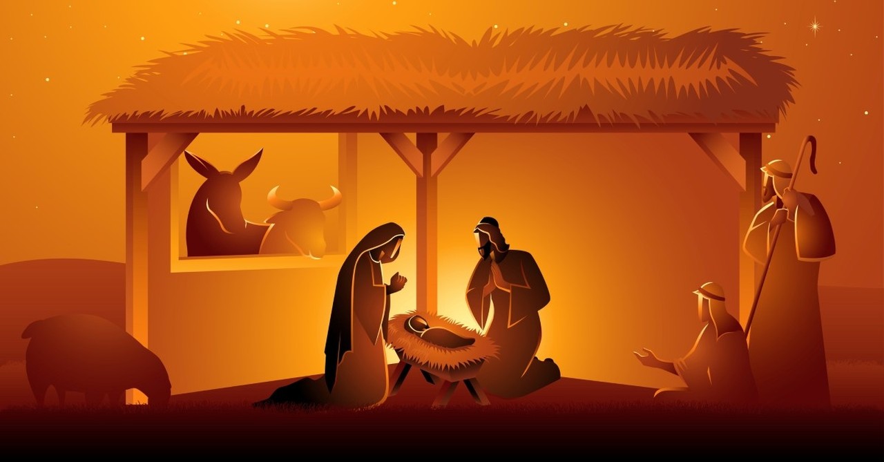 shepherds at manger baby jesus mary and joseph, For unto you is born this day in the city of David a Savior who is Christ the Lord