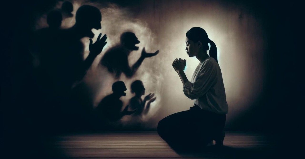 Woman Praying; how can we be free in a world full of temptation and sin?