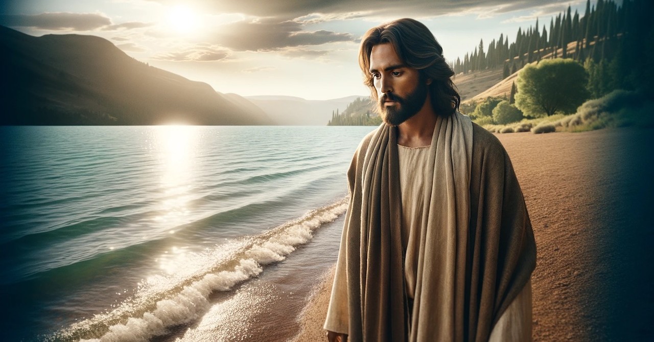 jesus walking by water