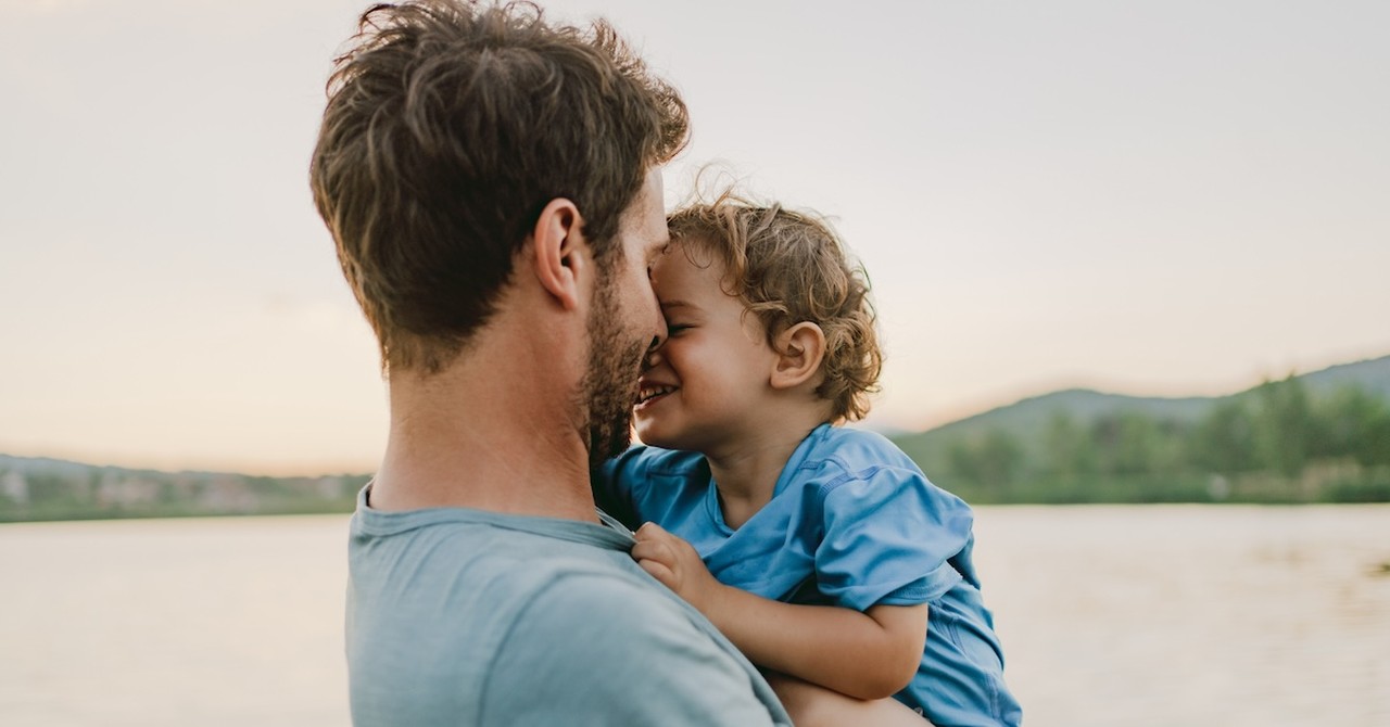 Father and daughter loving dad with child