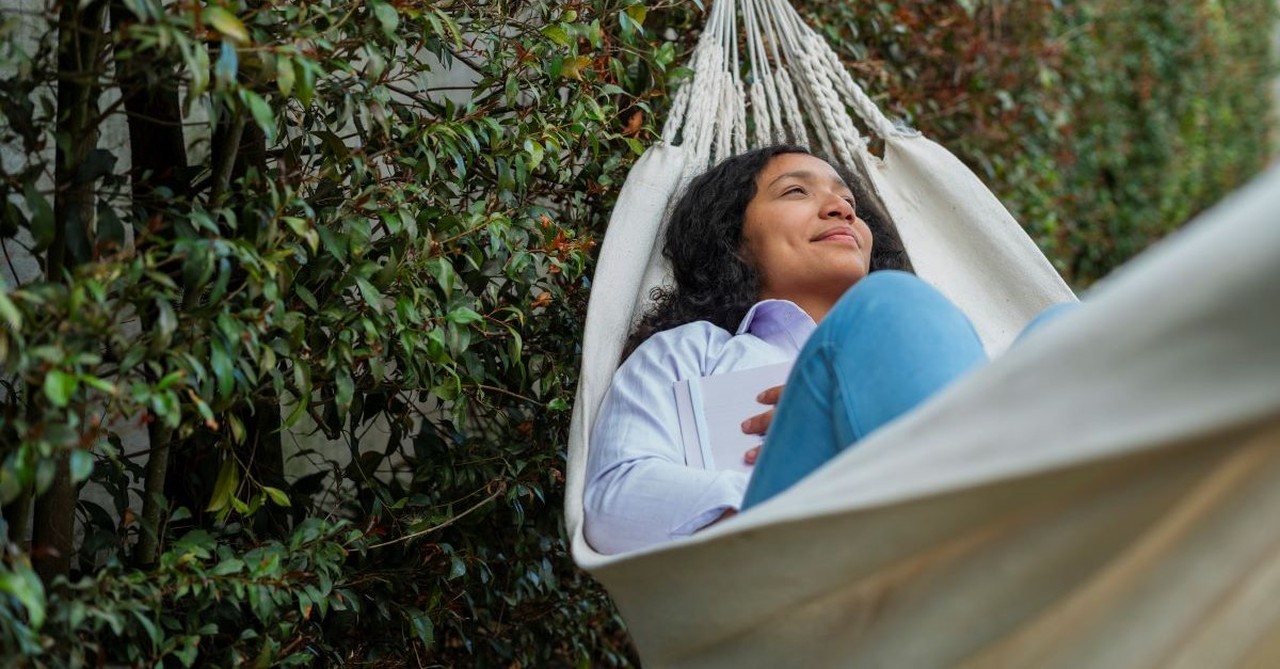 hammock relax relaxing reading self care outside