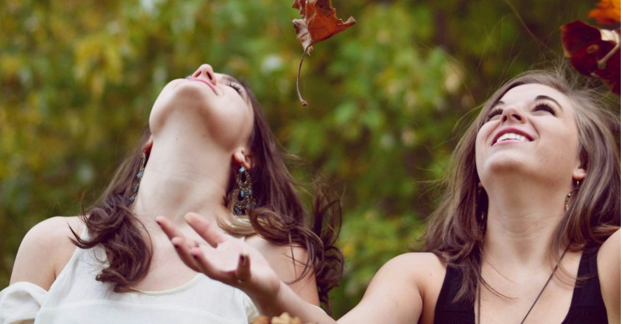 Throwing leaves with a friend; dealing with grief.