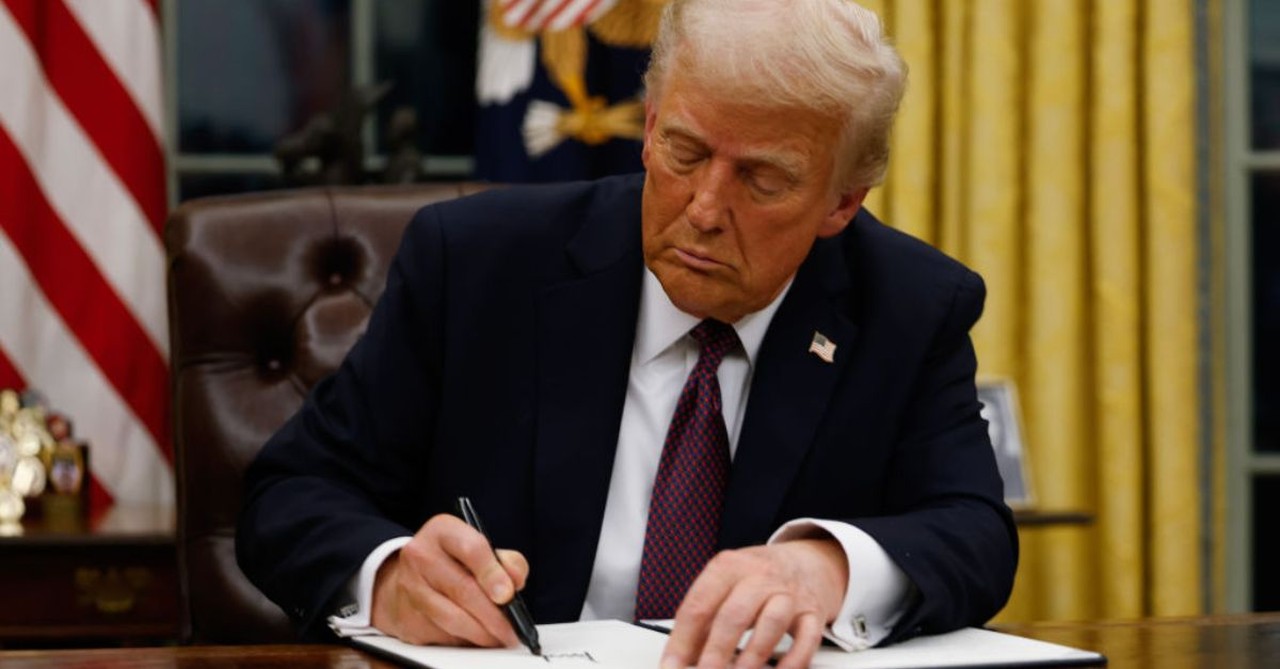 Donald Trump signs executive orders; signing; president