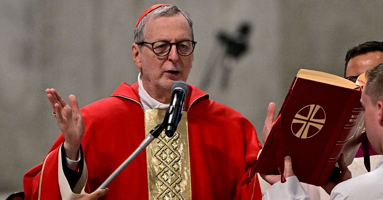 Cardinal Claudio Gugerotti leads the Seventh Novemdiale mass at St Peter's basilica, following the funeral of the Pope and ahead of the conclave