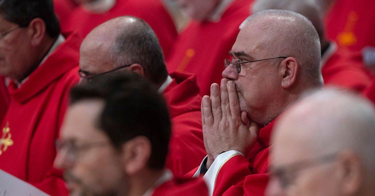 Cardinal Fabio Baggio attends the mass on the sixth day of the "Novendiali," nine days of mourning for late Pope Francis, at St. Peter's basilica
