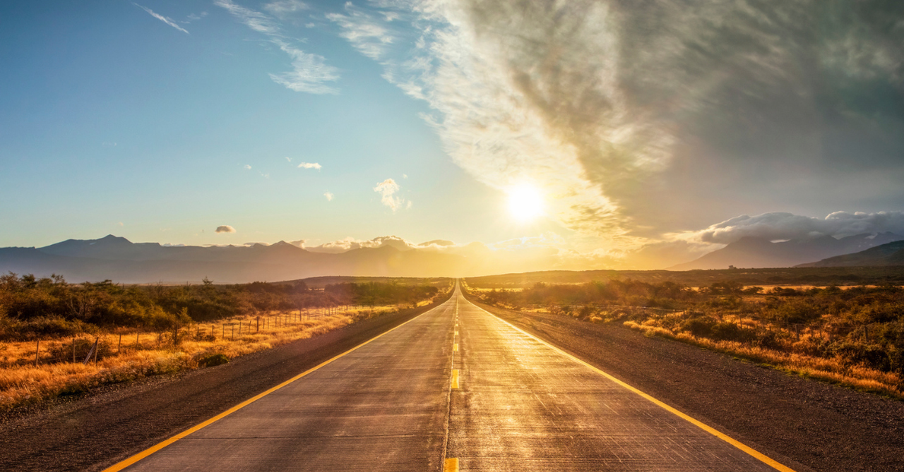 open road horizon sunset