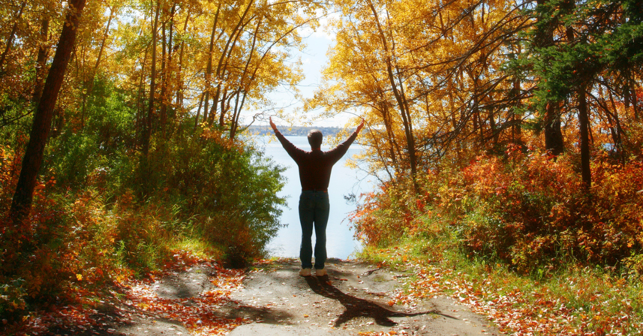 hands lifted in prayer gratitude autumn