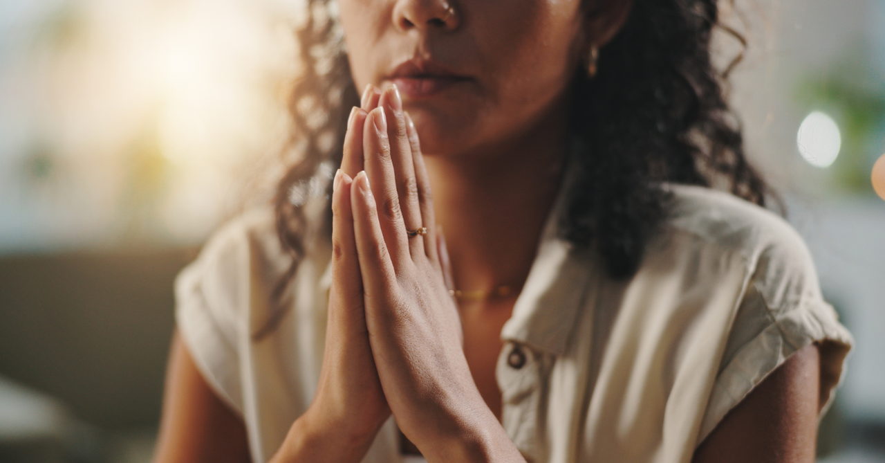 Woman praying in morning