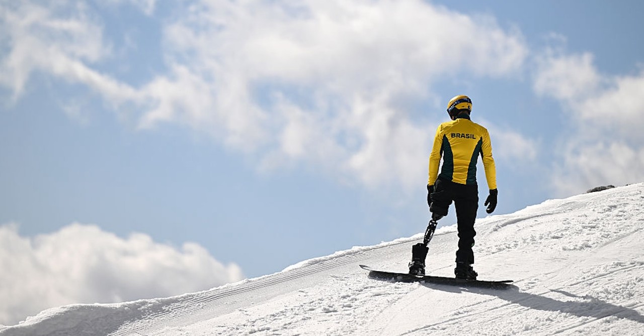 Paralympic skier on mountain snow athlete