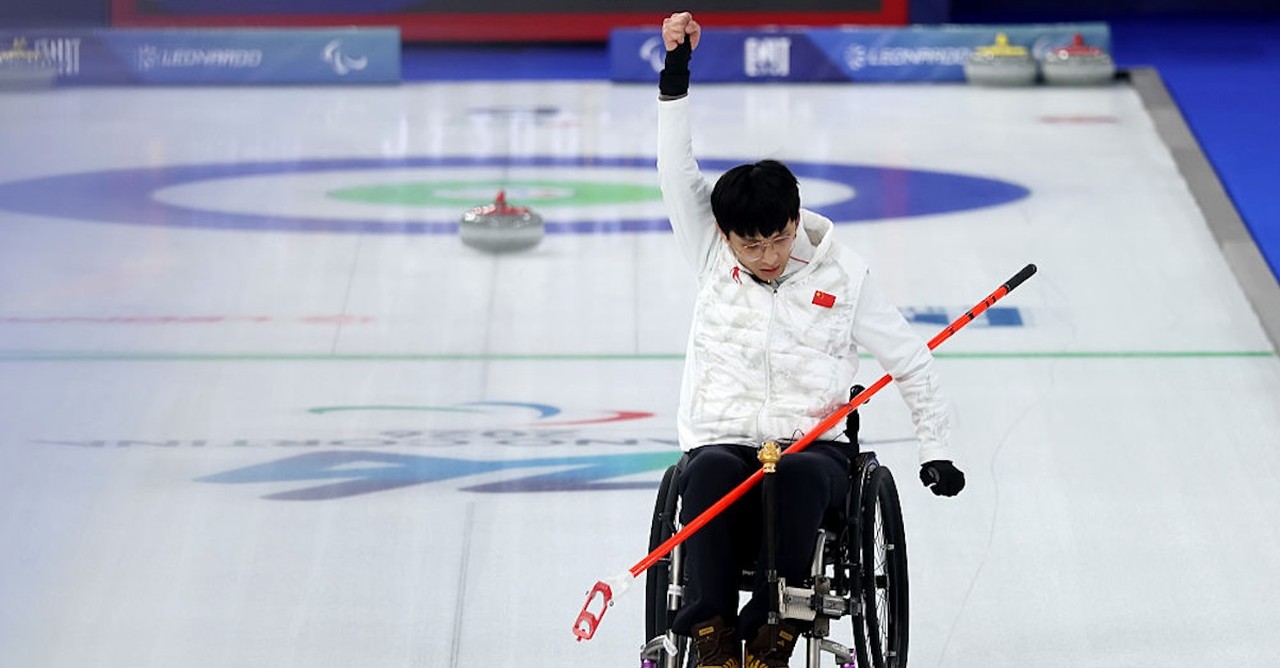 Paralympic winter athlete wheelchair curling
