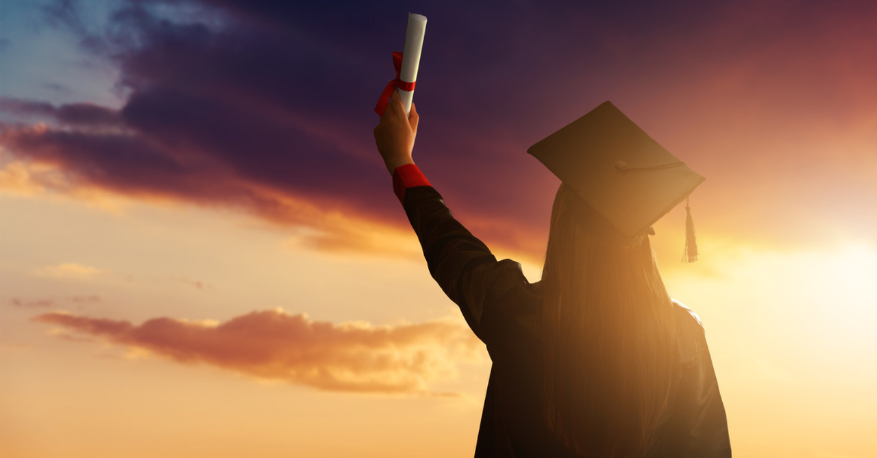 female student, celebrating her graduation