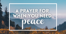 A Prayer for When You Need Peace - Your Daily Prayer - November 27