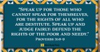 Speak Up for Those Who Cannot (Proverbs 31:8-9) - Your Daily Bible Verse - September 7