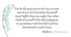 Your Daily Verse - Romans 12:3 - August 11th