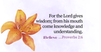 Your Daily Verse - Proverbs 2:6 - August 24th
