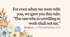 Your Daily Verse - 2 Thessalonians 3:10 - September 7th