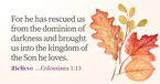 Your Daily Verse - Colossians 1:13 - October 16th