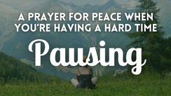A Prayer for Peace When You’re Having a Hard Time Pausing | Your Daily Prayer
