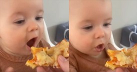 Baby’s Priceless Reaction Shows She’s a Big Pizza Fan