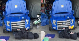 Adorable Scene With 4-Year-Old Caught Hard at Work Underneath Toy Truck