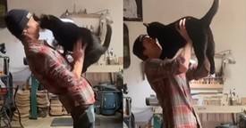 Man and Cat Hilariously Recreate Iconic 'Dirty Dancing' Scene