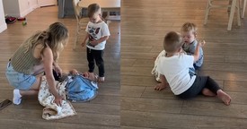 Toddler Shows Kindness And Love To His Upset Baby Brother