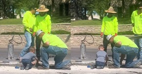 Tiny Hands Pitch In With Construction Crew in Adorable Moment