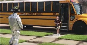 Big Brother Dresses In New Costume Every Day To Greet Brother At Bus Stop