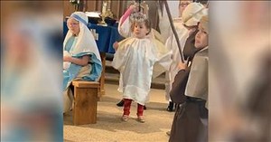 Angel Gets In The Christmas Spirit During Church Nativity Play
