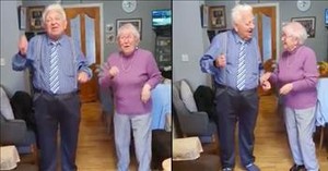 Elderly Irish Couple Lift Spirits With Dance To 'Stayin' Alive'