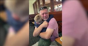 Grandpa Cries During Surprise Reunion With Grandson At Restaurant