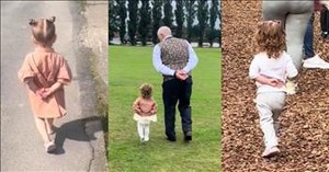 Little Girl Imitates Her Grandfather in the Sweetest Way