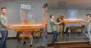 Elderly Man Uses Hilarious Method to Blow Out Candles on His Cake