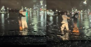 Husband Surprises Wife with Impromptu Dance Under the Stormy Skies