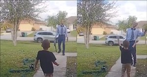 Just One More! Adorable Kids Chase After Dad for a Final Hug Before Work