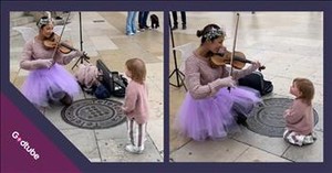 Little One Mesmerized by Woman’s Stunning Violin Performance