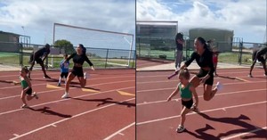 3-Year-Old's Hysterical Reaction Steals the Show during Relay Race
