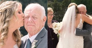 Emotional Moment Grandfather Sees Granddaughter in Her Wedding Dress