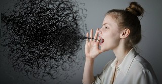 Illustration of a woman yelling, saying nasty things