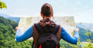 Woman looking at a map