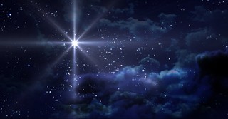 Nativity star shining brightly in the night sky