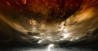 eerie red storm in sky to signify end times whore of babylon in revelation