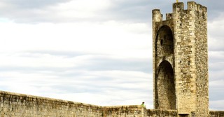 Old, brick tower on a battlement
