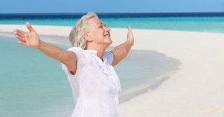smiling woman on beach, anxiety peace of christ