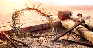 Nails, cross, crown of thorns