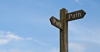 Road sign with two different directions