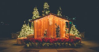 A nativity set up outside