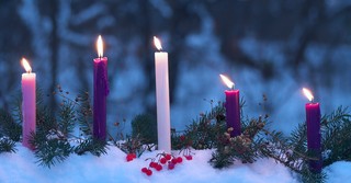 Advent candles in the snow