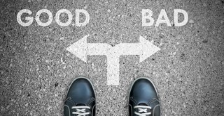 Arrows pointing in opposite directions, good and bad